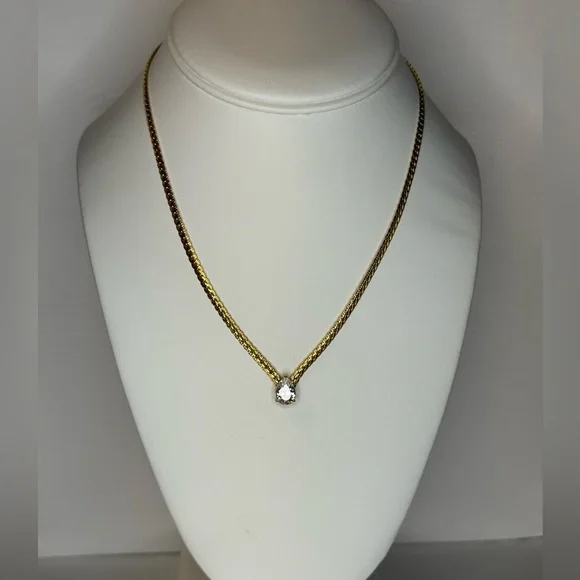 Elegant Gold Cubic Zirconia Necklace Wedding - Picture 4 of 4